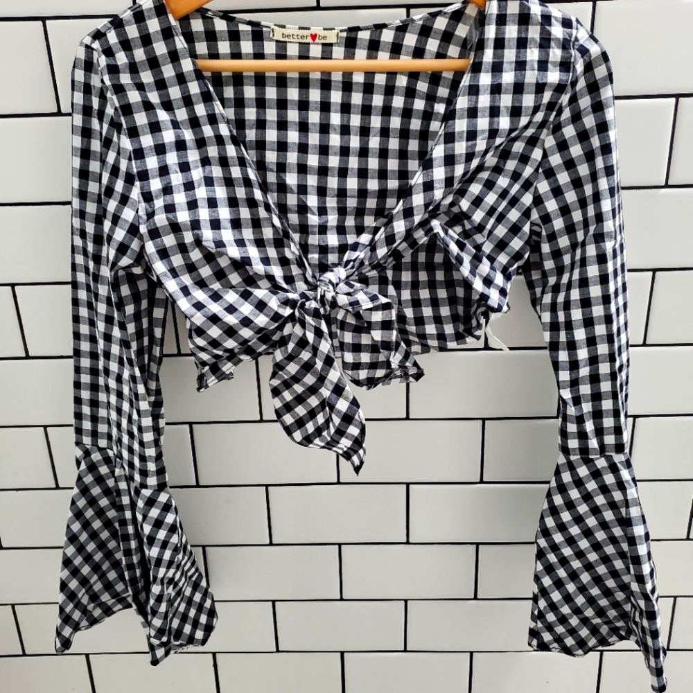 Plaid Crop top blouse